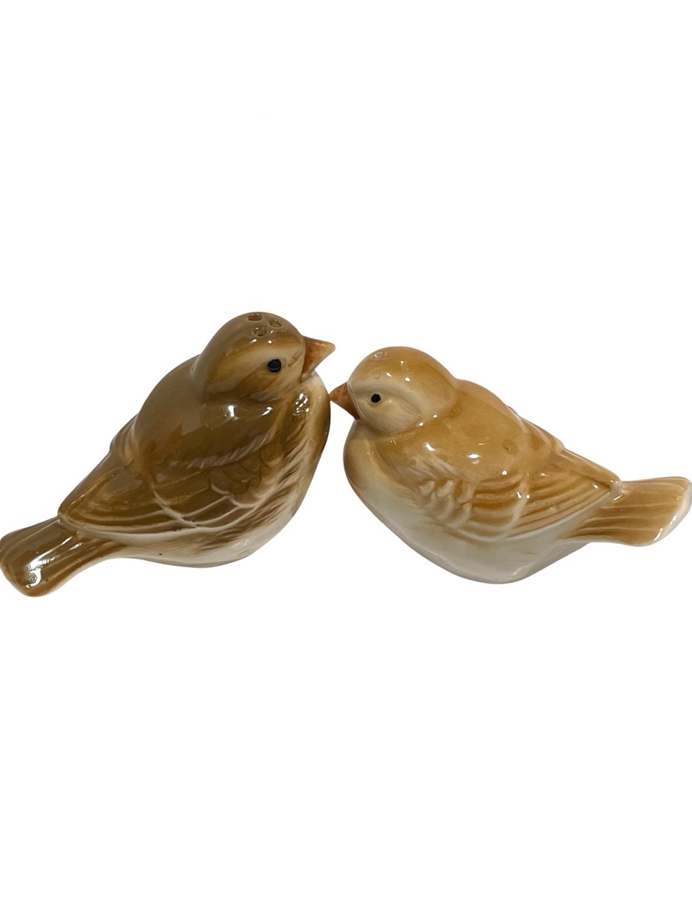 Vintage 1970s Rustic Bone China Sparrow/Finch Bird Salt and Pepper Shakers